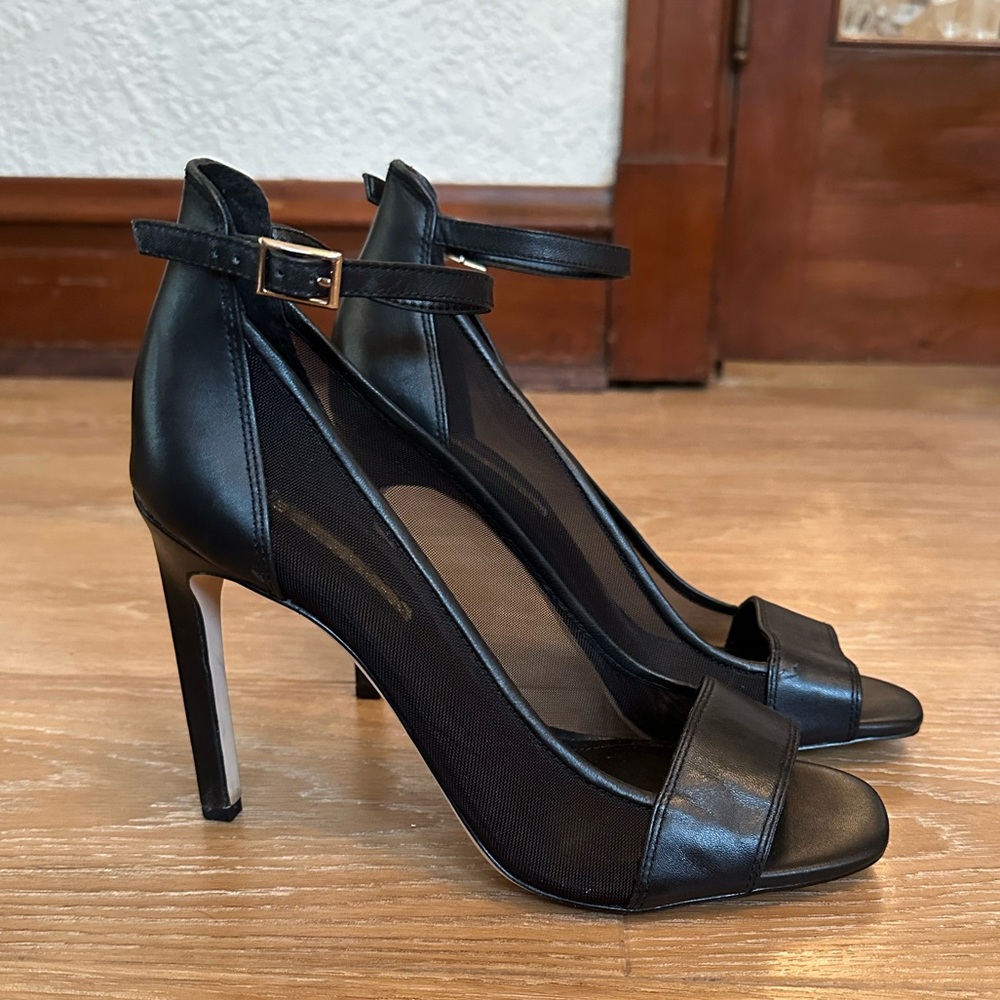 BCBGeneration Black Mesh Peep Stiletto